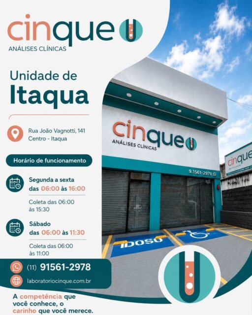 Nossa equipe está esperando vocês em nossas unidades para recebê-los com todo carinho que vocês merecem. Venha para o Cinque: a competência que você conhece, o carinho que você merece.