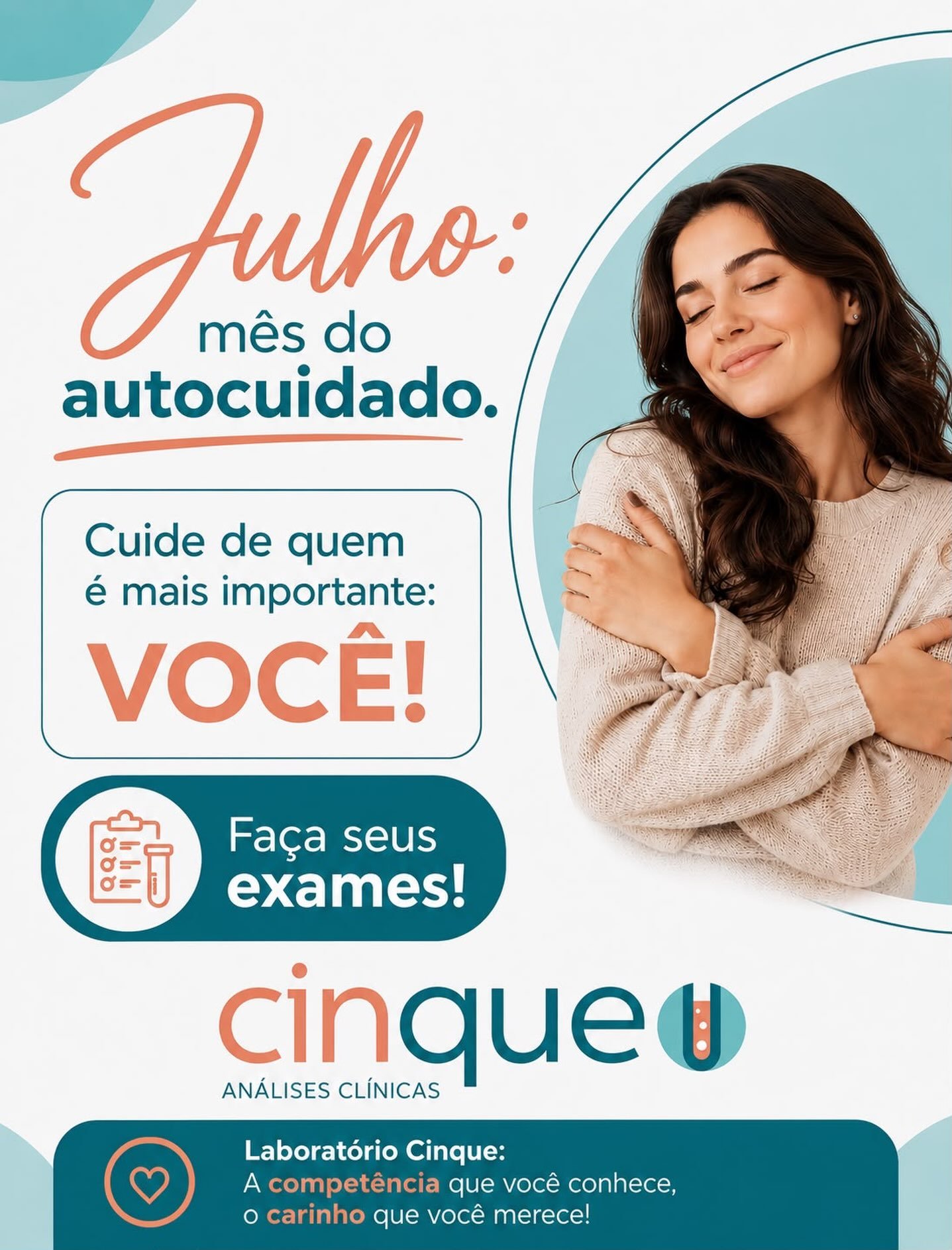 Se ame, se cuide! No Laboratório Cinque estamos te esperando com todo carinho que você merece. Venha para o Cinque!