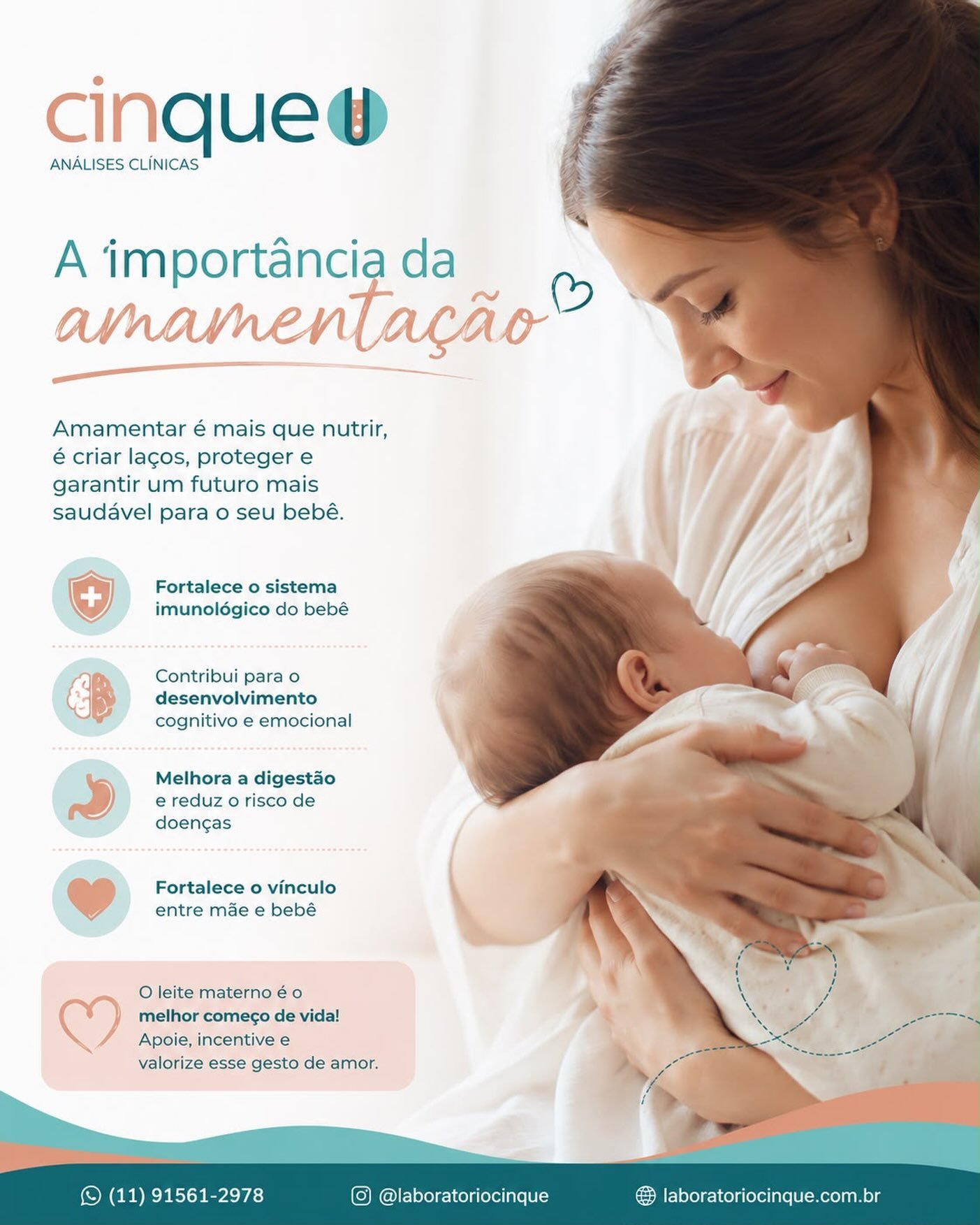 Amamentar é amor em forma de nutrição, proteção e vínculo. No mês de agosto celebramos esse importante ato para o bebê e para mãe. #laboratoriocinque