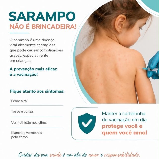 Novos casos de sarampo foram recentemente diagnosticados nas cidades de São Paulo, Guarulhos e São Bernardo dos Campos. A prevenção segura e mais eficaz é a vacinação. Confira sua carteirinha e de seus dependentes. Vacine-se e cuide de você e de quem você ama. Conte conosco para manter seus exames em dia!