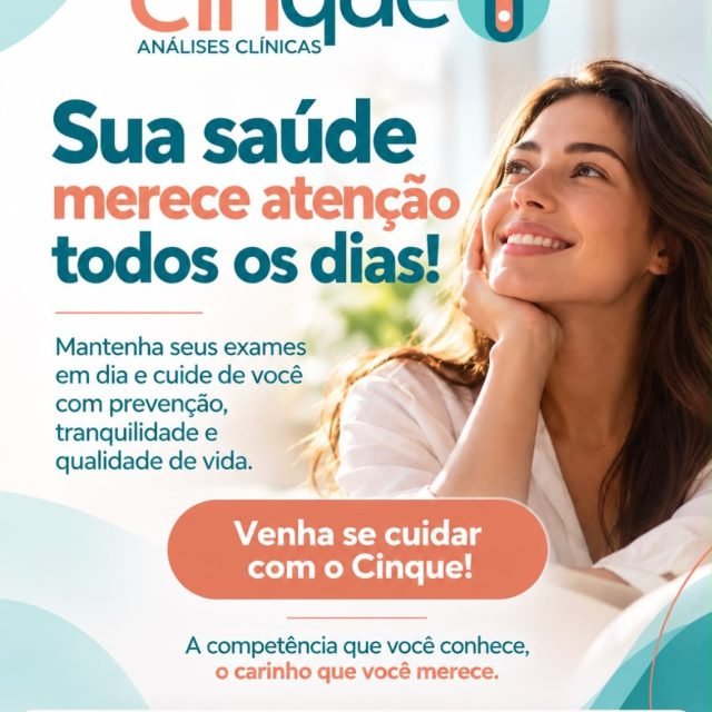A sua saúde é importante para nós! Cuidar-se é um ato de carinho com nós mesmos e com quem amamos.  Vem pro Cinque! A competência que você conhece, o carinho que você merece.